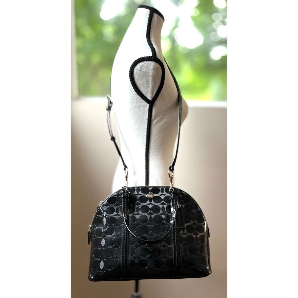 Coach Peyton Link C Embossed Patent Leather Domed Satchel